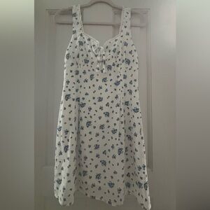 Mine White and Blue Floral Dress